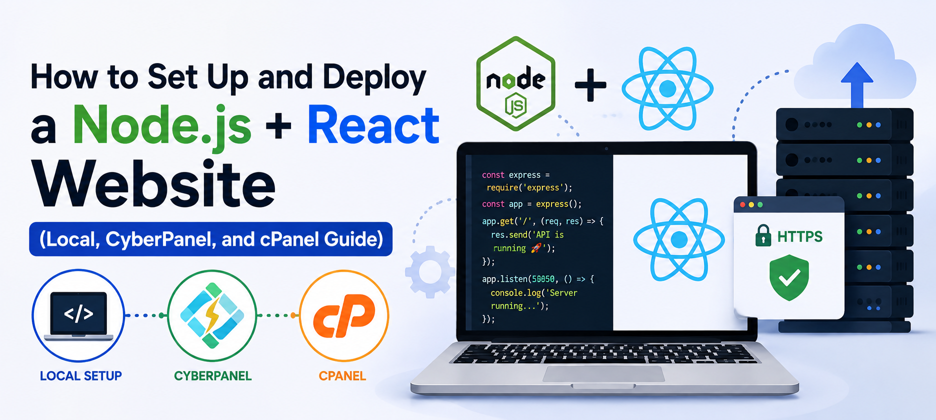 How to Set Up and Deploy a Node.js + React Website (Local, CyberPanel, and cPanel Guide)